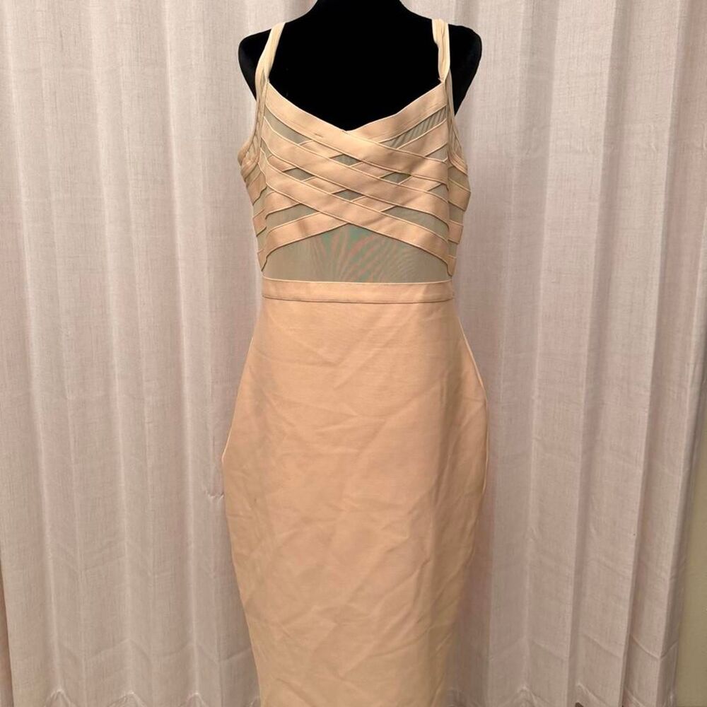 Fashion-nova Women's Tan and Cream Dress